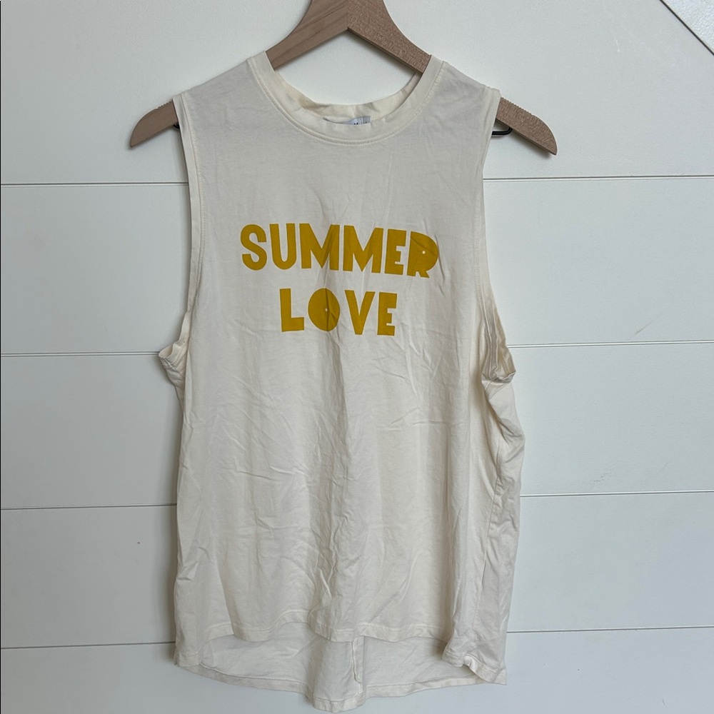 Chic Cream Tank Top with Yellow Print